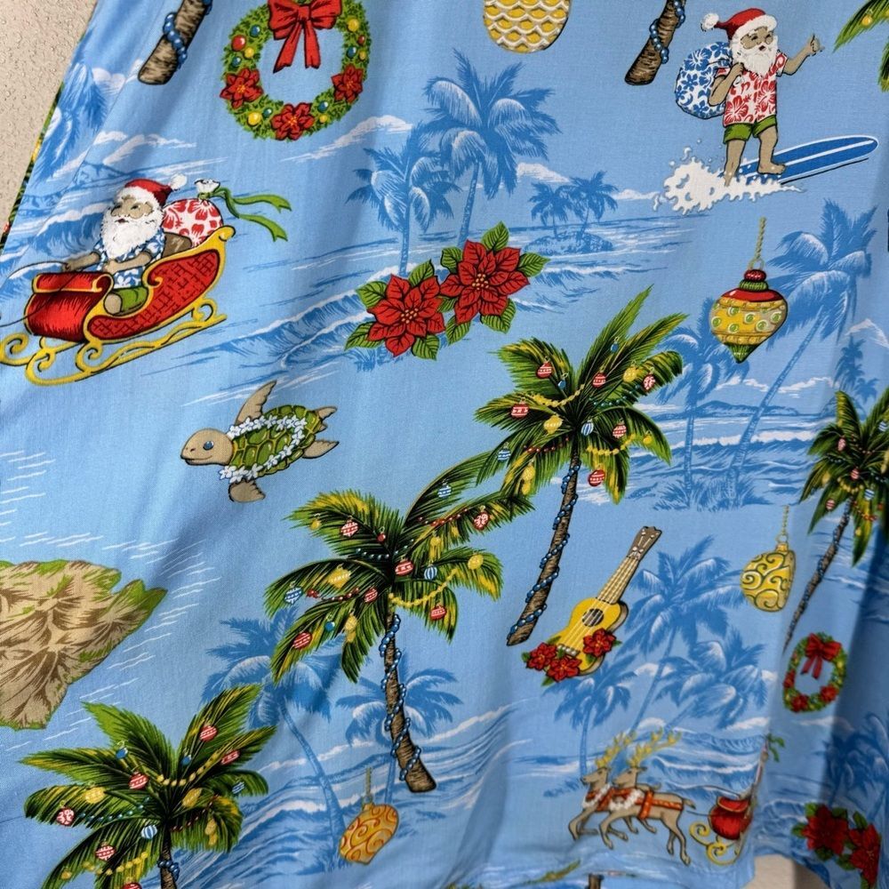 Vintage Bishop St Santa Christmas in Hawaii Tropical Vacation Mini Dress Size 12 - Picture 3 of 5
